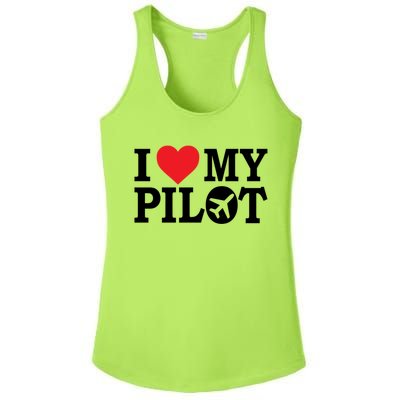 I Love My Pilot Airline Pilot Aviation Aircraft Lover Gift Ladies PosiCharge Competitor Racerback Tank