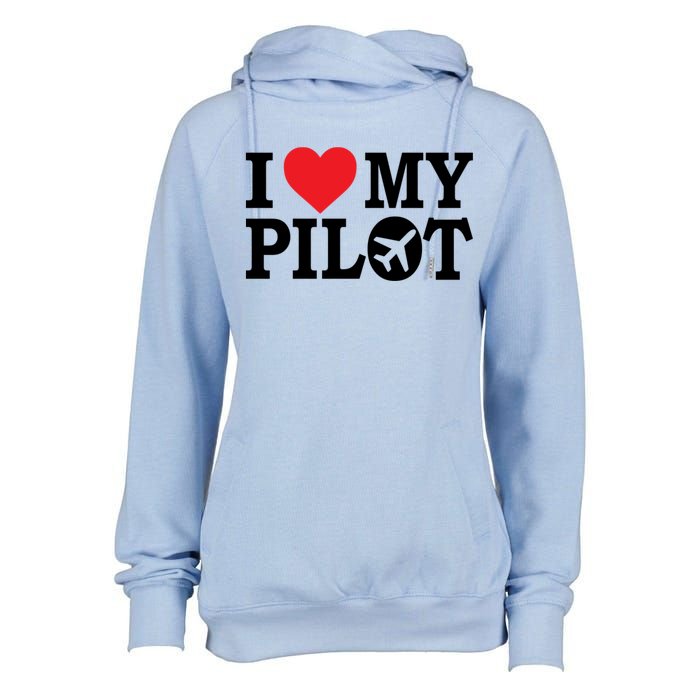 I Love My Pilot Airline Pilot Aviation Aircraft Lover Gift Womens Funnel Neck Pullover Hood