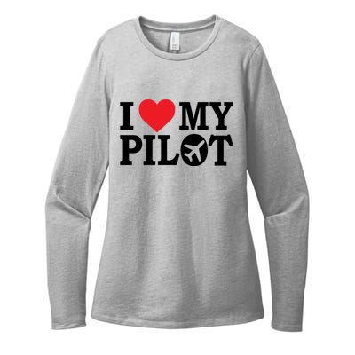 I Love My Pilot Airline Pilot Aviation Aircraft Lover Gift Womens CVC Long Sleeve Shirt