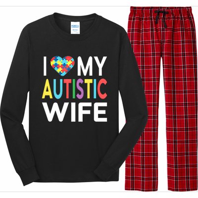 I Love My Autistic Wife I Heart My Wife With Autism Cute Gift Long Sleeve Pajama Set