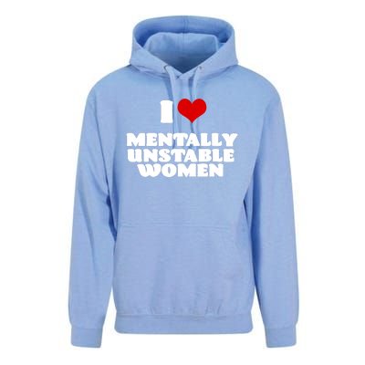 I Love Mentally Unstable Women Red Heart Funny Sarcastic Unisex Surf Hoodie