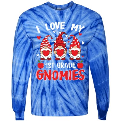 I Love My 1st Grade Gnomies Cute Valentines Day Teacher Gift Great Gift Tie-Dye Long Sleeve Shirt