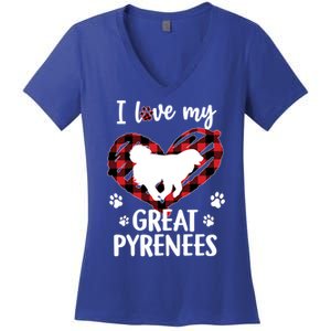 I Love My Great Pyrenees Valentine Dog Lover Valentine Gift Women's V-Neck T-Shirt