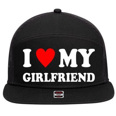 I Love My Girlfriend Heart Boyfriend Couples 7 Panel Mesh Trucker Snapback Hat