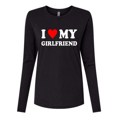 I Love My Girlfriend Heart Boyfriend Couples Womens Cotton Relaxed Long Sleeve T-Shirt