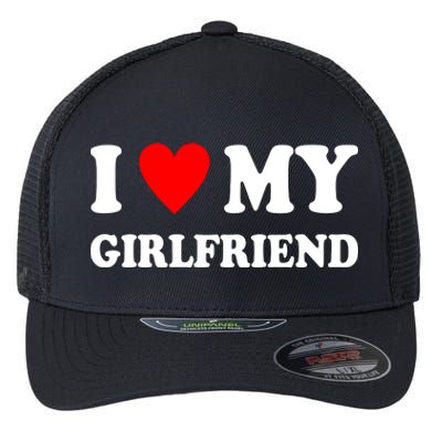 I Love My Girlfriend Heart Boyfriend Couples Flexfit Unipanel Trucker Cap