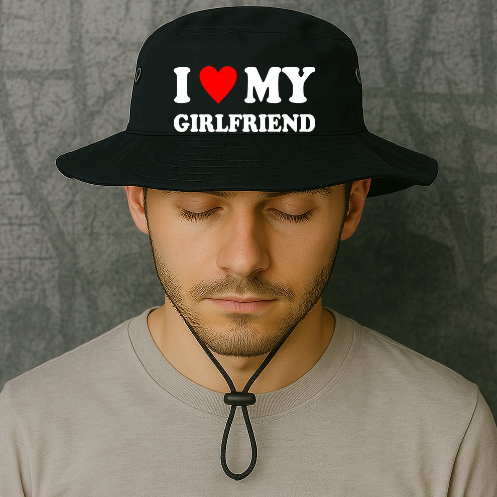 I Love My Girlfriend Heart Boyfriend Couples Bucket Hat