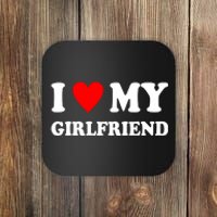 I Love My Girlfriend Heart Boyfriend Couples Coaster