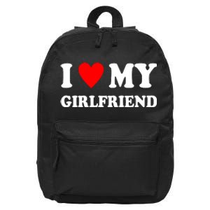 I Love My Girlfriend Heart Boyfriend Couples 16 in Basic Backpack