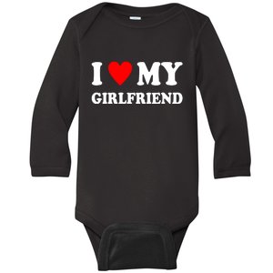 I Love My Girlfriend Heart Boyfriend Couples Baby Long Sleeve Bodysuit