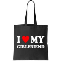 I Love My Girlfriend Heart Boyfriend Couples Tote Bag