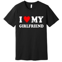 I Love My Girlfriend Heart Boyfriend Couples Premium T-Shirt