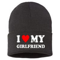 I Love My Girlfriend Heart Boyfriend Couples Sustainable Knit Beanie