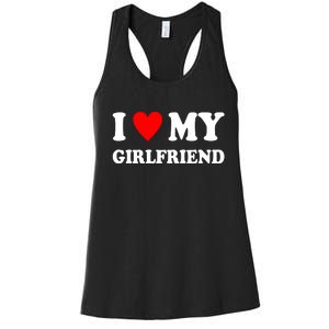 I Love My Girlfriend Heart Boyfriend Couples Women's Racerback Tank