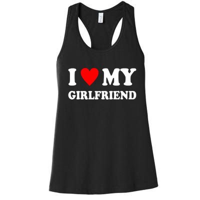 I Love My Girlfriend Heart Boyfriend Couples Women's Racerback Tank