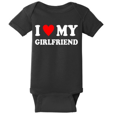 I Love My Girlfriend Heart Boyfriend Couples Baby Bodysuit