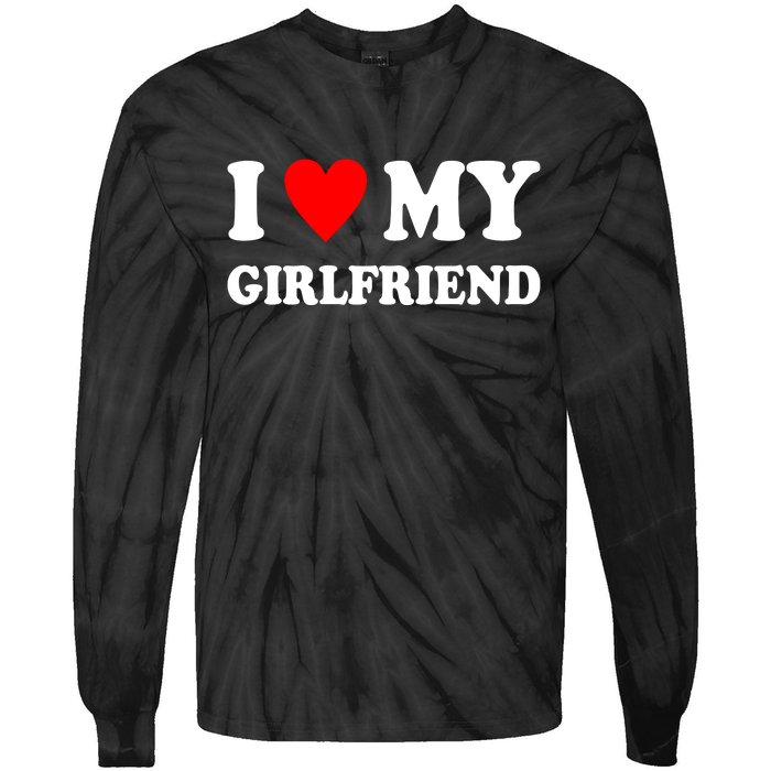 I Love My Girlfriend Heart Boyfriend Couples Tie-Dye Long Sleeve Shirt