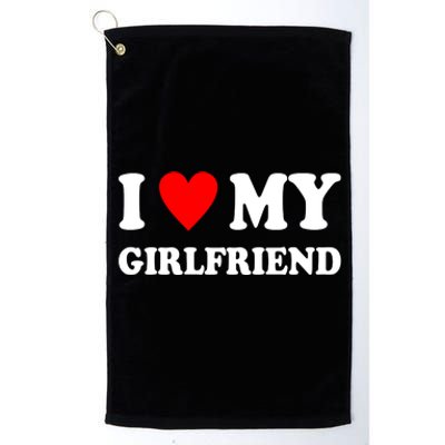 I Love My Girlfriend Heart Boyfriend Couples Platinum Collection Golf Towel