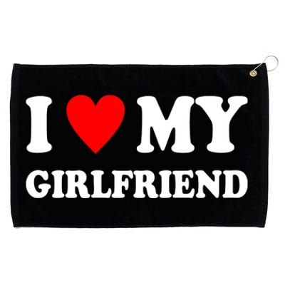 I Love My Girlfriend Heart Boyfriend Couples Grommeted Golf Towel