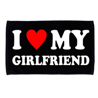 I Love My Girlfriend Heart Boyfriend Couples Microfiber Hand Towel