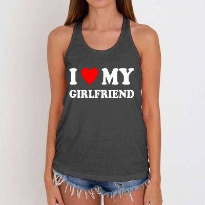 I Love My Girlfriend Heart Boyfriend Couples Women's Knotted Racerback Tank