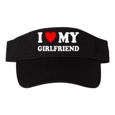 I Love My Girlfriend Heart Boyfriend Couples Valucap Bio-Washed Visor