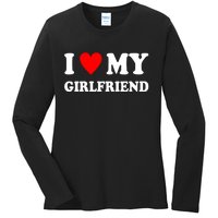 I Love My Girlfriend Heart Boyfriend Couples Ladies Long Sleeve Shirt