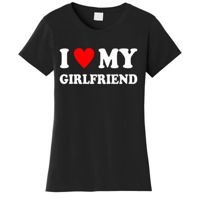 I Love My Girlfriend Heart Boyfriend Couples Women's T-Shirt