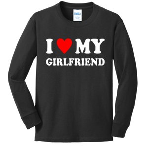 I Love My Girlfriend Heart Boyfriend Couples Kids Long Sleeve Shirt