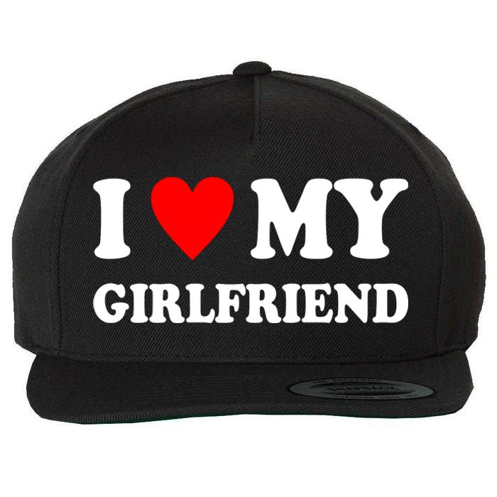 I Love My Girlfriend Heart Boyfriend Couples Wool Snapback Cap