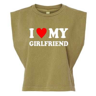 I Love My Girlfriend Heart Boyfriend Couples Garment-Dyed Women's Muscle Tee