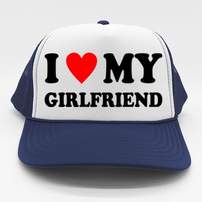 I Love My Girlfriend Heart Boyfriend Couples Trucker Hat