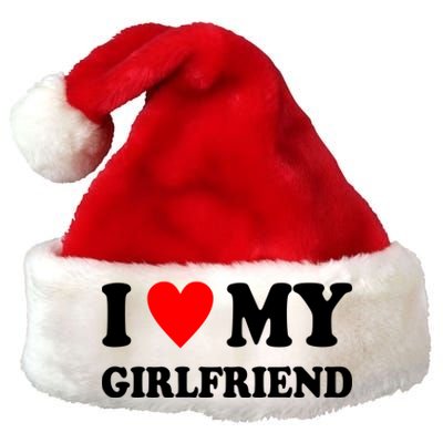 I Love My Girlfriend Heart Boyfriend Couples Premium Christmas Santa Hat