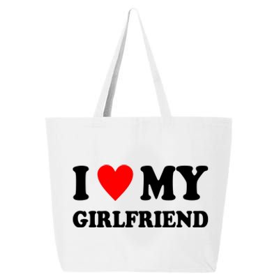 I Love My Girlfriend Heart Boyfriend Couples 25L Jumbo Tote