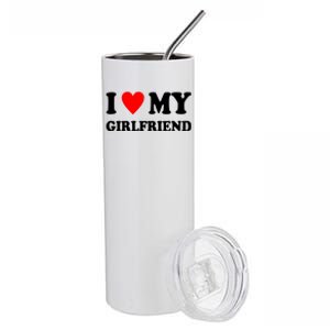 I Love My Girlfriend Heart Boyfriend Couples Stainless Steel Tumbler