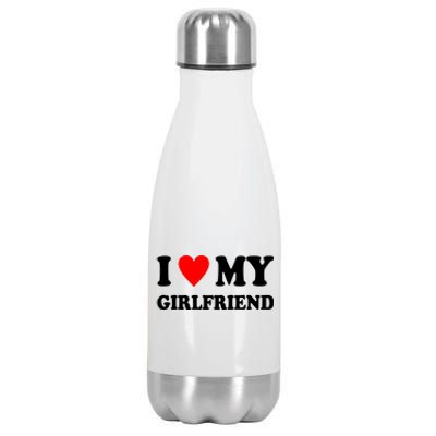 I Love My Girlfriend Heart Boyfriend Couples Stainless Steel Insulated Water Bottle