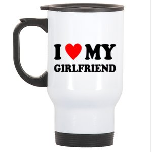 I Love My Girlfriend Heart Boyfriend Couples Stainless Steel Travel Mug