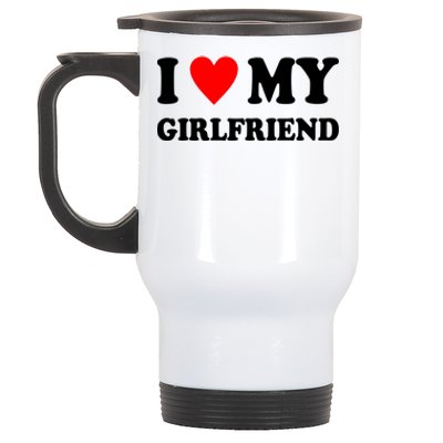 I Love My Girlfriend Heart Boyfriend Couples Stainless Steel Travel Mug