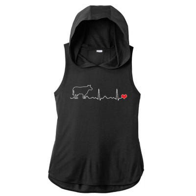 I Love My Cow Valve EKG Heartbeat Heart Patient Ladies PosiCharge Tri-Blend Wicking Draft Hoodie Tank