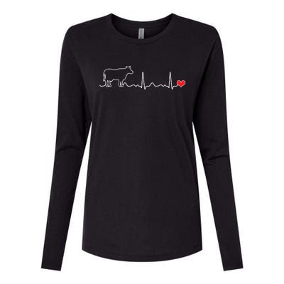 I Love My Cow Valve EKG Heartbeat Heart Patient Womens Cotton Relaxed Long Sleeve T-Shirt