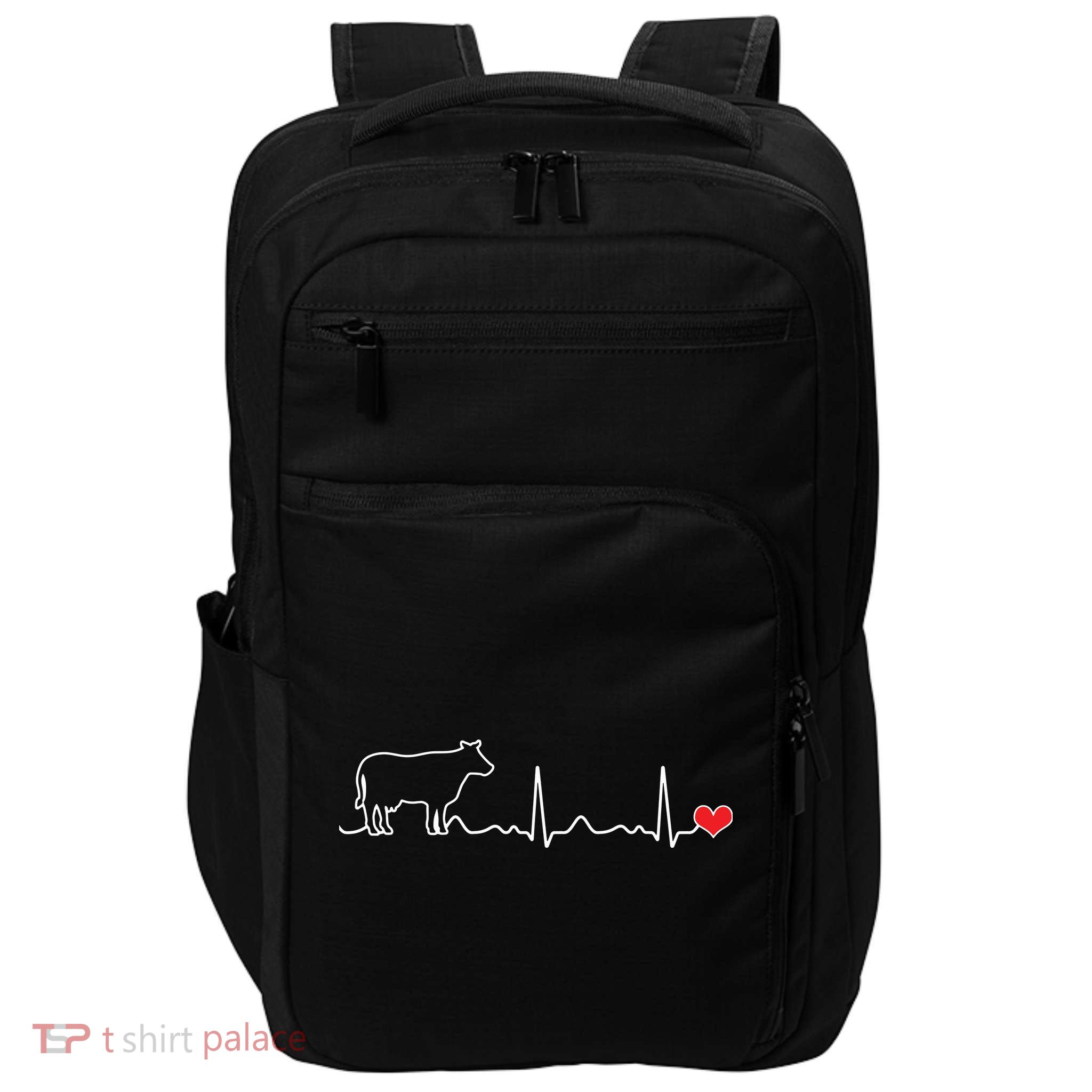 I Love My Cow Valve EKG Heartbeat Heart Patient Impact Tech Backpack