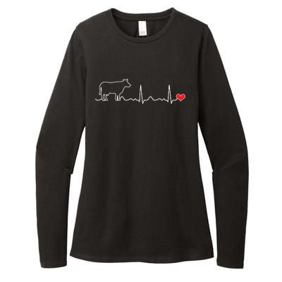 I Love My Cow Valve EKG Heartbeat Heart Patient Womens CVC Long Sleeve Shirt