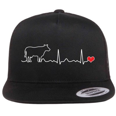 I Love My Cow Valve EKG Heartbeat Heart Patient Flatbill Hat