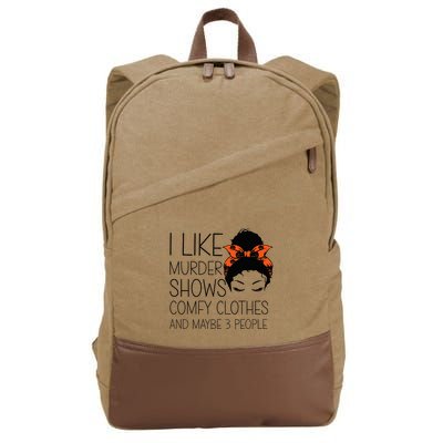 I Like Murder Shows Comfy Clothes 3 People Halloween Comfy Cotton Canvas Backpack
