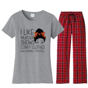 I Like Murder Shows Comfy Clothes 3 People Halloween Comfy Women's Flannel Pajama Set