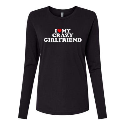 I Love My Crazy Girlfriend GF Red Heart Womens Cotton Relaxed Long Sleeve T-Shirt