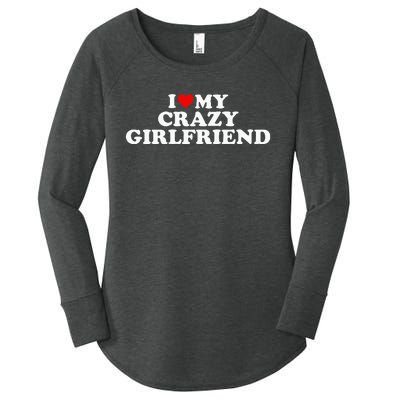 I Love My Crazy Girlfriend GF Red Heart Women's Perfect Tri Tunic Long Sleeve Shirt