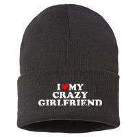 I Love My Crazy Girlfriend GF Red Heart Sustainable Knit Beanie