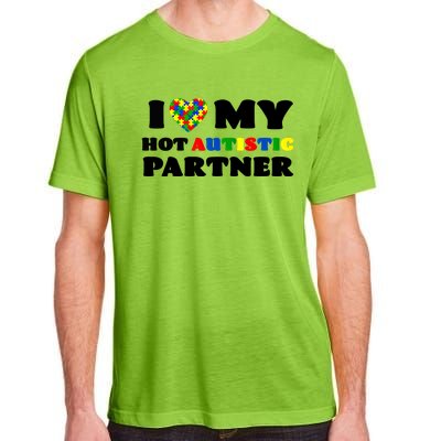 I Love My Hot Autistic Partner Puzzle Piece Heart Autism Meaningful Gift Adult ChromaSoft Performance T-Shirt