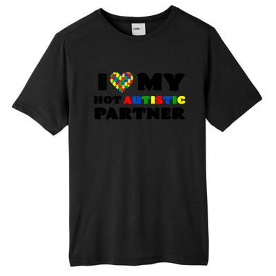 I Love My Hot Autistic Partner Puzzle Piece Heart Autism Meaningful Gift Tall Fusion ChromaSoft Performance T-Shirt